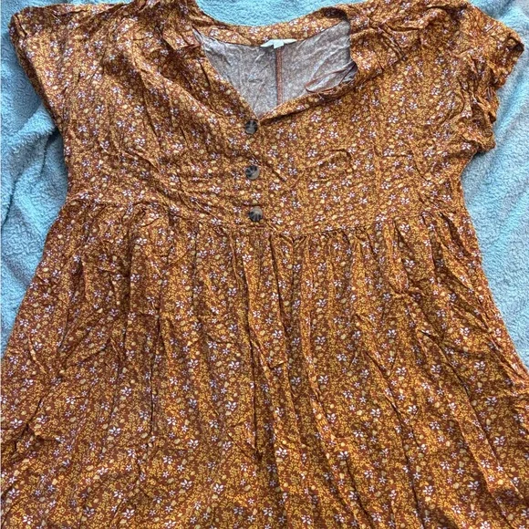 Floral Brown Women's babydoll dress - Picture 2 of 5